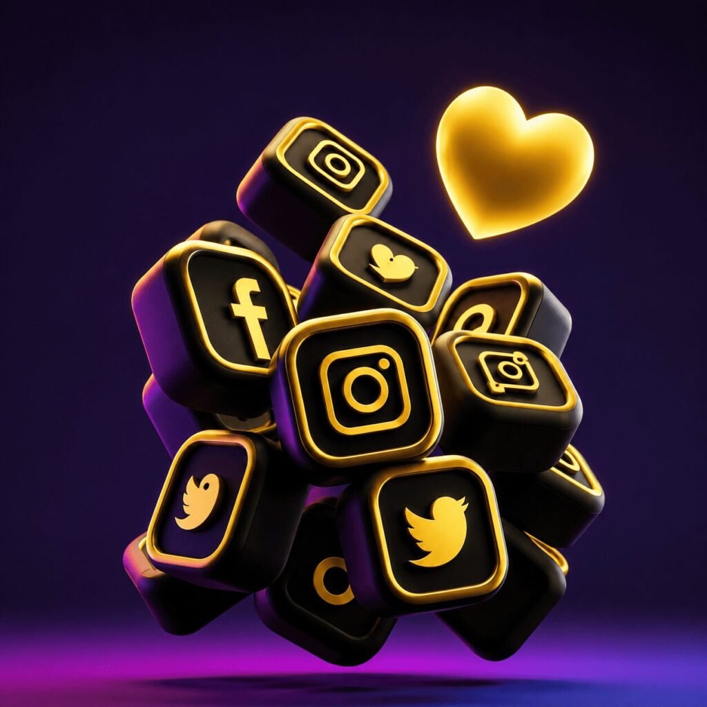 Social media platform icons rendered in the PS Digital Marketing brand colours